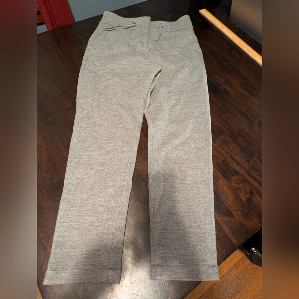 Peserico Gray Straight-Leg Cotton/Wool Blend Pants, Women's 10 (IT 46)